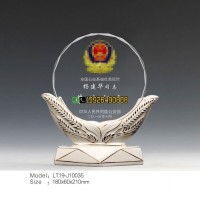 民警表彰奖牌 水晶荣誉奖牌 从警30周年纪念牌民警退休纪念品
